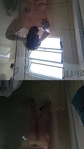 big beautiful woman takes a shower after gym
