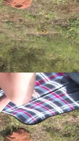Lovely babe is pleasing an older guy's cock outdoors