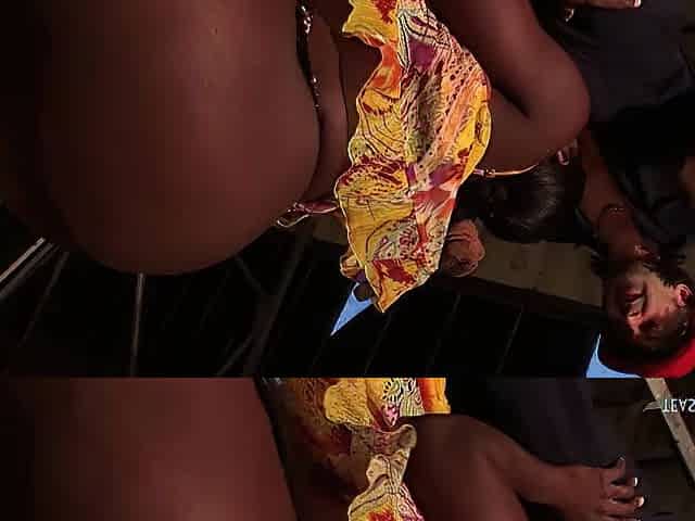 Taking a load of cum after intensive interracial sex is what this breasty black loves