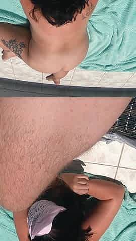 Holiday fuck and squirt on the balcony