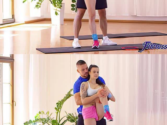 Fitness Rooms - Trainer Stretches Darkhaired Babe Beauty 1 - Angelo Godshack