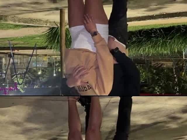 A prostitute giving it up in the street to a stranger with a biggest rod.