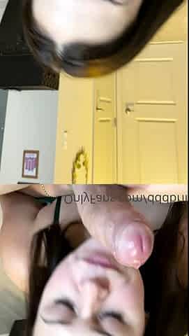 Wet and messy amateur blowjob and handjob