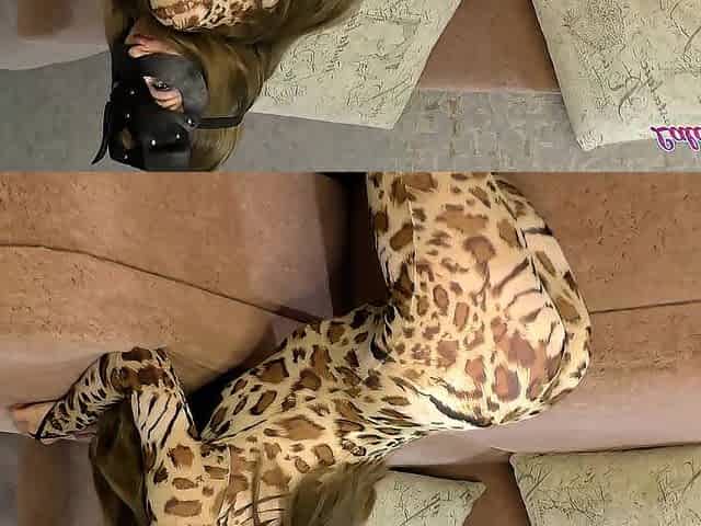 Stepsister in leopard dress tempted me with her booty, I had to bang and finish off my butt