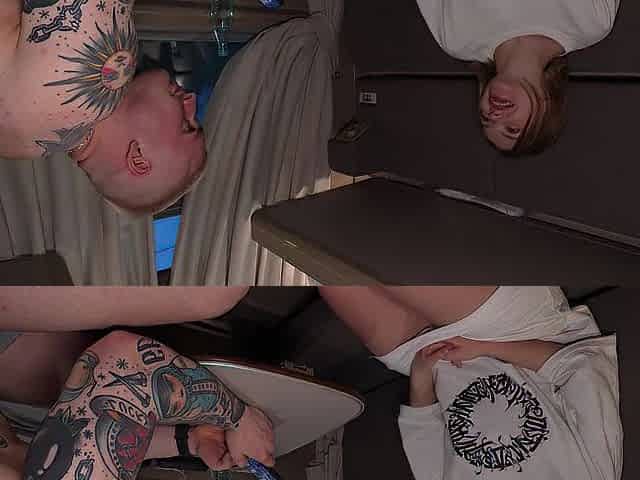 Unexpected teen sex on the educate. Soaked T-shirt.