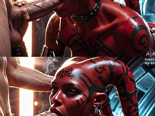 Darth Talon lost the battle to the Mandalorian. Star Wars Cum in twat(AI Generated)