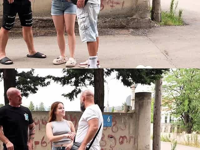 Redhead hottie gets fucked in a public threesome