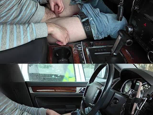 ASMR loud groans. I didn`t masturbate for two weeks. Risky public wank in a car in a town parking