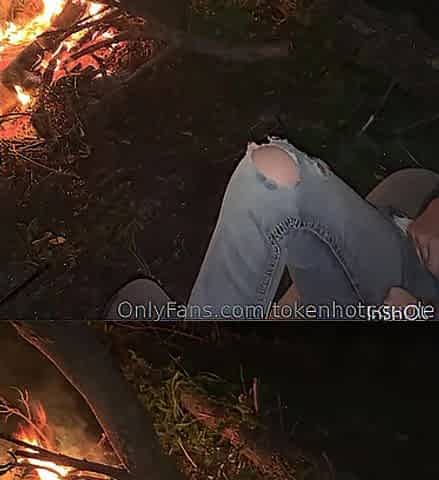 Camping with bf and his allies my bf goes to couch early so I pull out my vib and screw his roommate