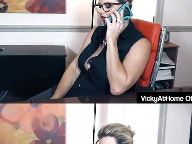 mother I'd like to fuck Vicky Vette Gets Wicked In The Office And Rubs Her Clitoris!