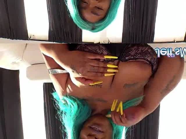 Curvy Black Anna Sky Oils Herself Up and Begins Masturbating