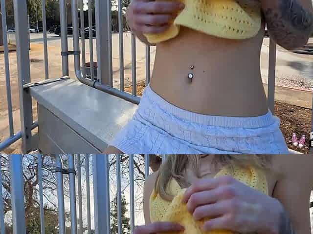 Thea Summers gets turned on by a thick boner in public very easily