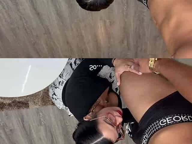 Colombian brunette secretary Kylei Ellis gives a blow-job to her boss's client in the office, and they spunk in her face! She's