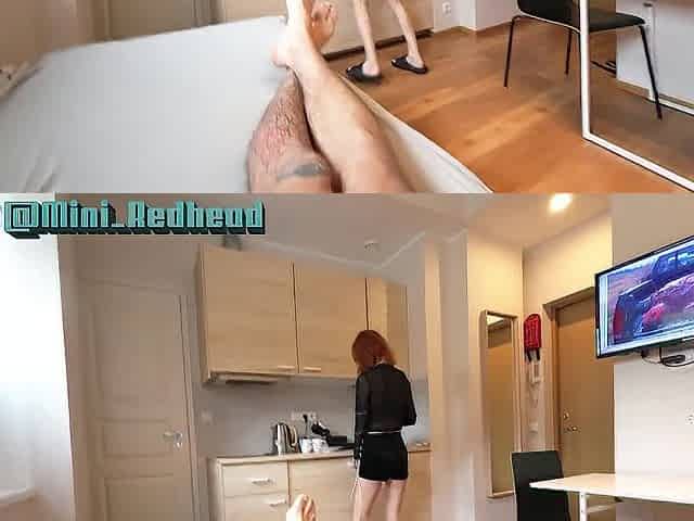 The redhead just came home from the store and just now sucked her off
