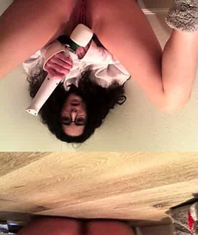 Amateur brunette wanking toying