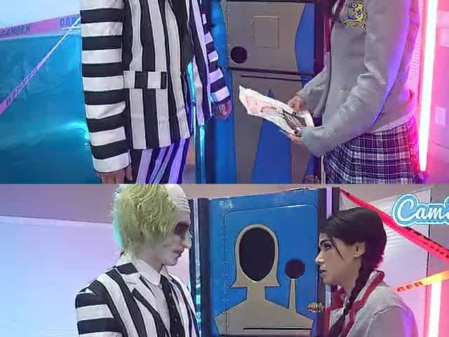 Beetlejuice Has an Epic Cosplay Trio With Wednesday Addams and Large Melons Stepmom