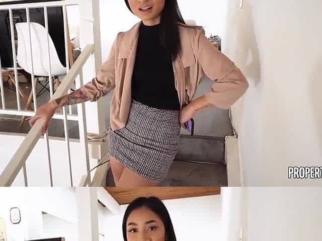 Repairman Fucks The Petite Asian Landlady With His Big White Cock - Avery Black
