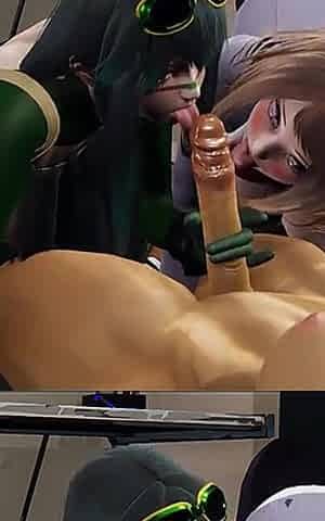 Boku No Hero Hentai Yuri - Threesome Ochako, Froppy and Rumi Usagiyama Futanari Hard Sex - Anime Manga 3D Cartoon Asian Japanese