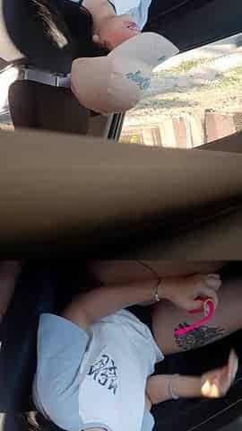 naughty and horny girl uses vibrator on the way home.