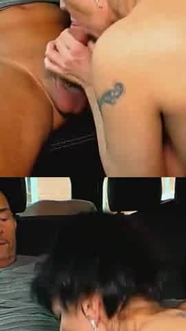 Tattooed Milf blows huge cock in the car and rides it on