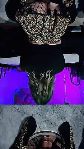Hot Miss Jess riding a massive sex tool groaning in a cute leopard petticoat and fishnets.????