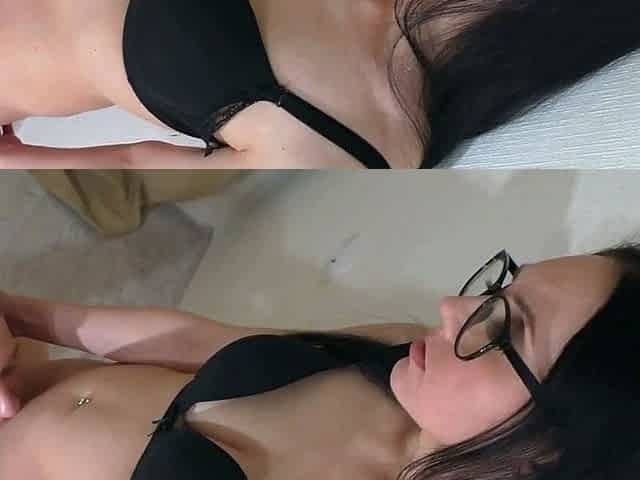 Beautiful big-tits brunette MILF cums hard from sloppy cunni