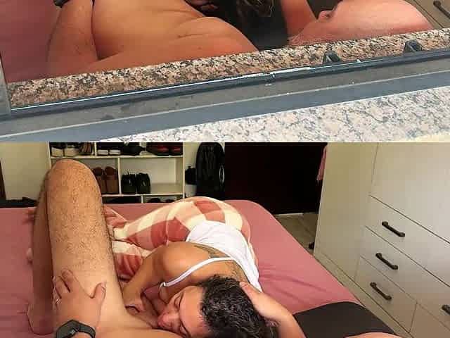 Romantic pair's sex with a blow job and inward spunk flow.