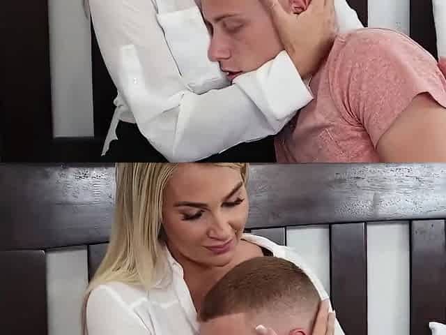 Blonde-teacher With Cool Tits Helped The Guy Relax