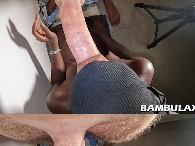 Cute ebony teen sucks and gets screwed