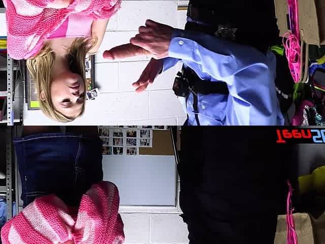 Teen dildoed herself and fucked by a cop