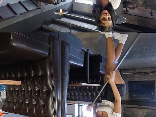 Teen stepsis fucks stepbro at restaurant