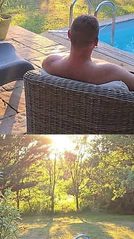 My Cuckold Guy Films a Lover Fucking Me Hard on the Pool Terrace