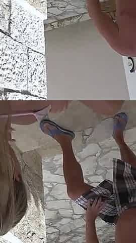 German Pornstar Kira Knight Mouthfucked on Stairs