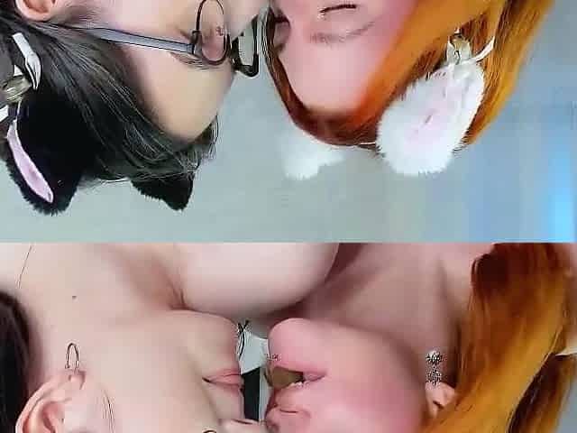 Redhead And Brunette Lesbians Get Down