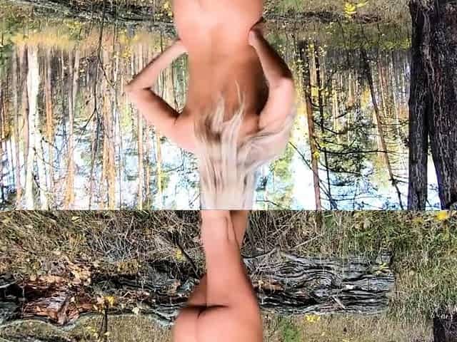Naked Blonde with a Big Ass Strolls Through the Forest