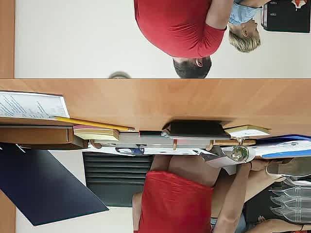 The boss screws her hot secretary on the office table