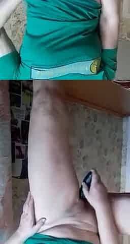 The lonely old whore sticks a cucumber in her pussy