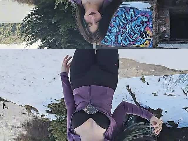 Curvy Goth Fucks With A Stranger Under The Sky In An Abandoned Hotel Area