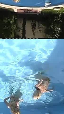 Two Hot Young Blonde Lesbians Lick Each Other's Pussy in the Pool