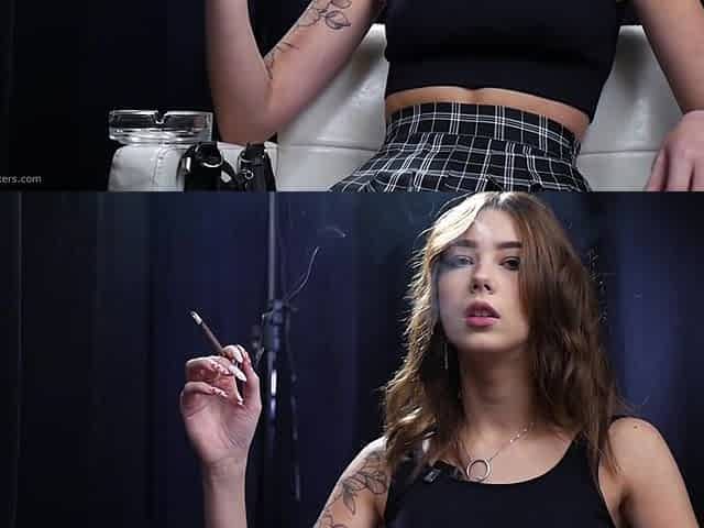 19 Years Old Brunette Is Smoking 100mm Cork Cigarette