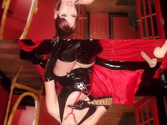 Busty Redhead MILF in a Corset Plays Solo