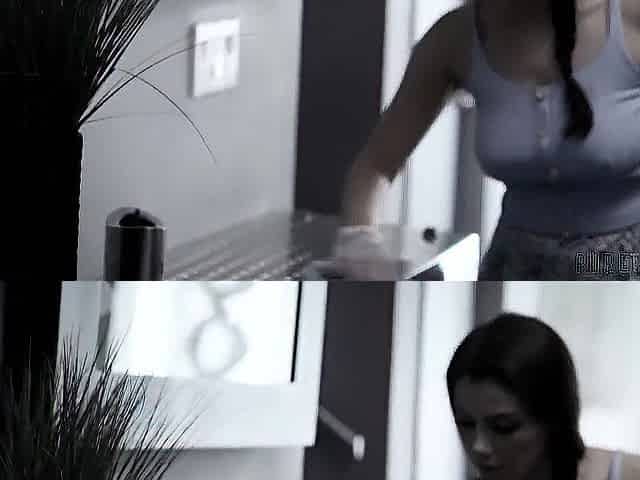PURE TABOO. Wealthy guy intimidates his European maid into cleaning for him in the stripped
