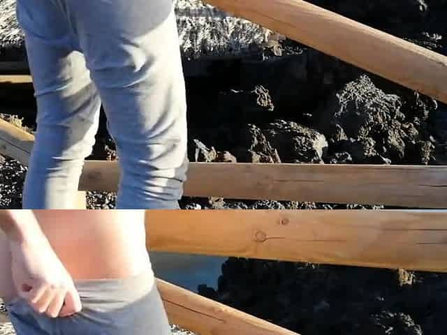 Risky Public Handjob and Nude Blonde Teen