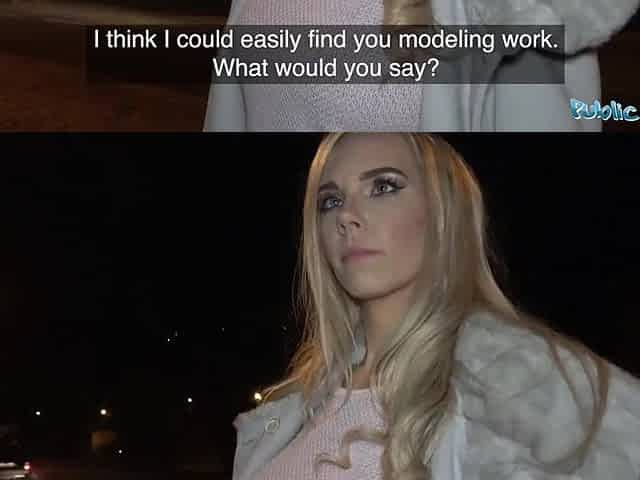 Public Agent Florane Russell Drilled in car and cum on boobs