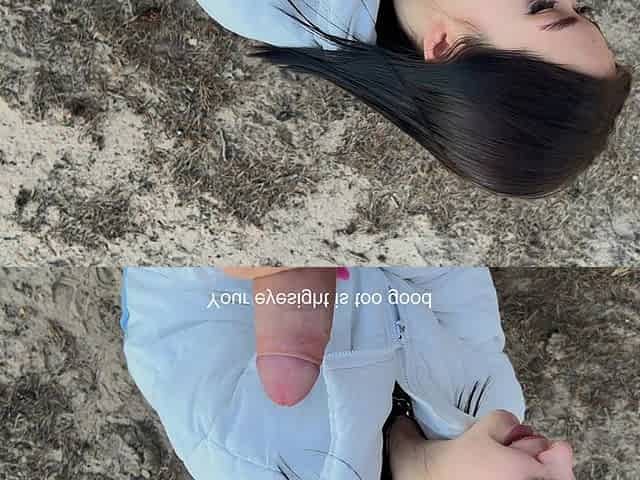 Nice Outdoor Place for Photoshoot": with My Big Cock in Her Mouth. Cumshot. POV