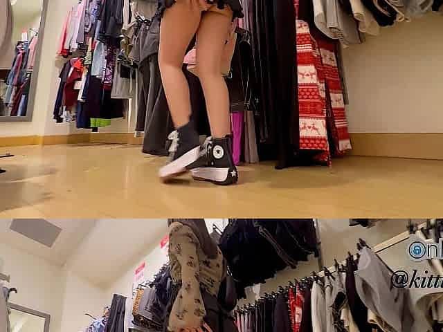 OnlyFans angel asked me to look up her petticoat at the mall in advance of masturbating in the dressing room