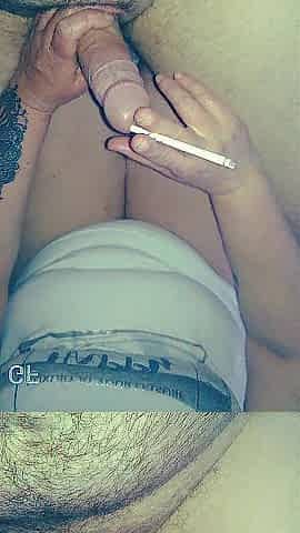 cum with a cigarette
