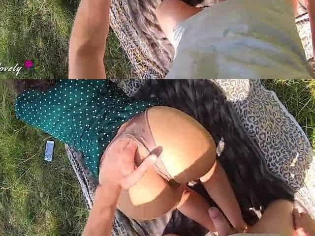 Amateur Beauty with Large Butt Likes Outdoor Suck Knob and Doggy style Hard Banging