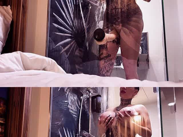 Hot Steam, Hard Dildo - My Glass Wall Fuck