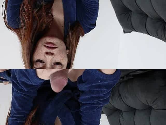 A Blowjob and Footjob of a Perfect Natural Redhead Girl